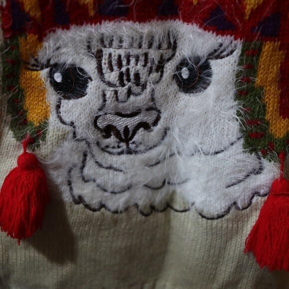 Falalala Llama Ugly Bells Jingles Christmas Sweater Llama in Hat Sweater - Picture 12 of 12